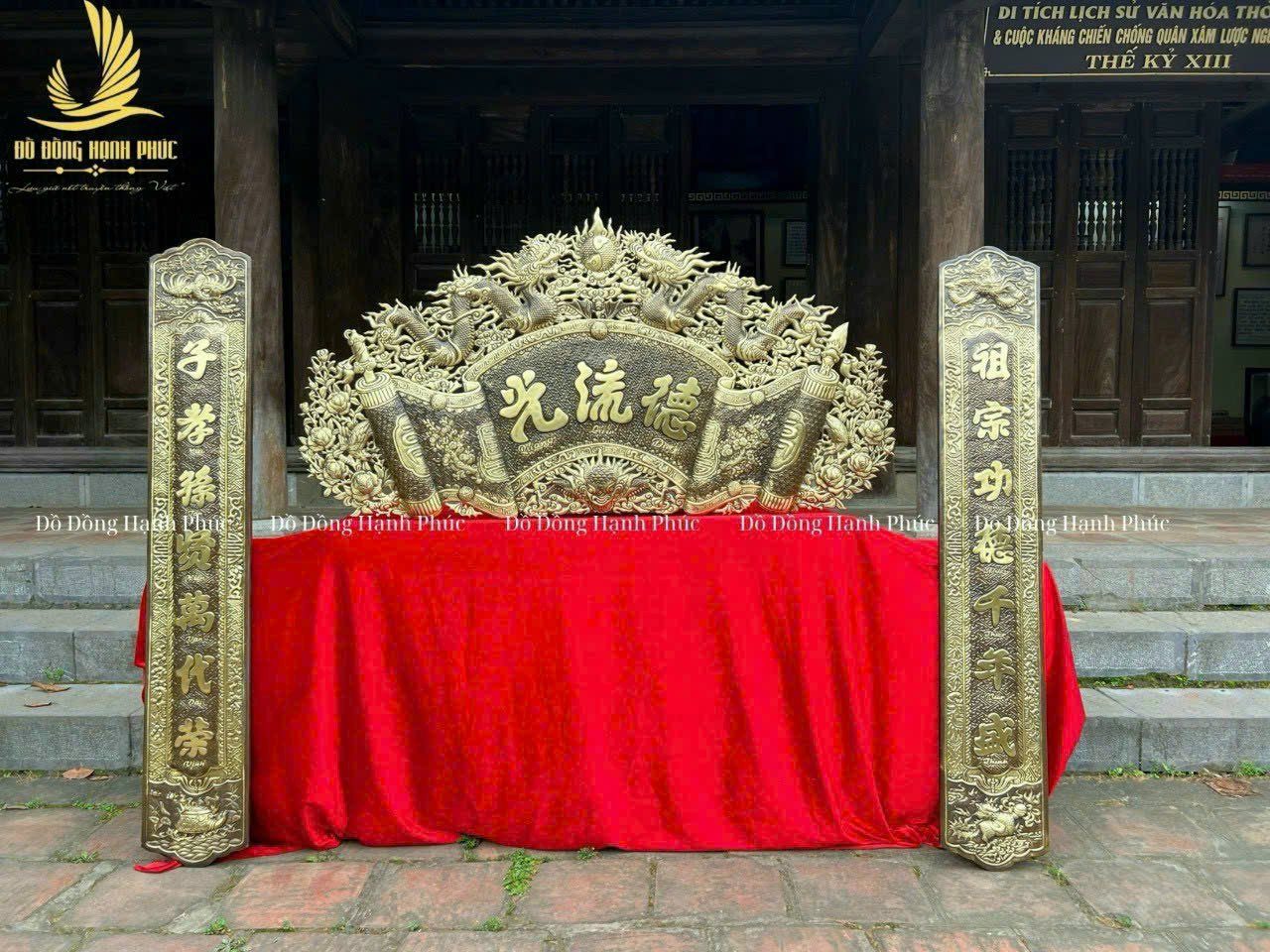 BỘ CUỐN THƯ CÂU ĐỐI MÀU CAO CẤP CHỮ VIỆT TÍCH SONG LONG CHẦU NGUYỆT